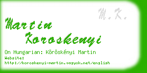 martin koroskenyi business card