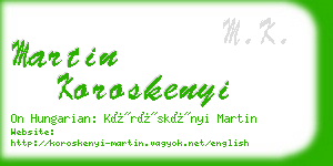 martin koroskenyi business card